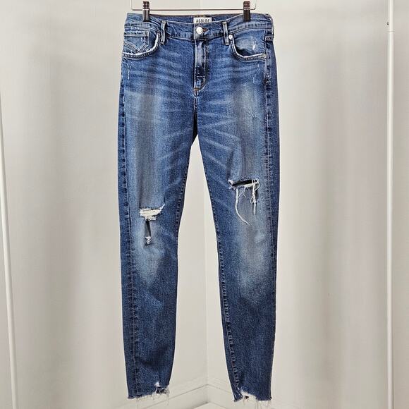 AGOLDE Distressed Skinny Blue Denim Ankle Raw Edge Jeans | Women's 28 - Picture 2 of 16